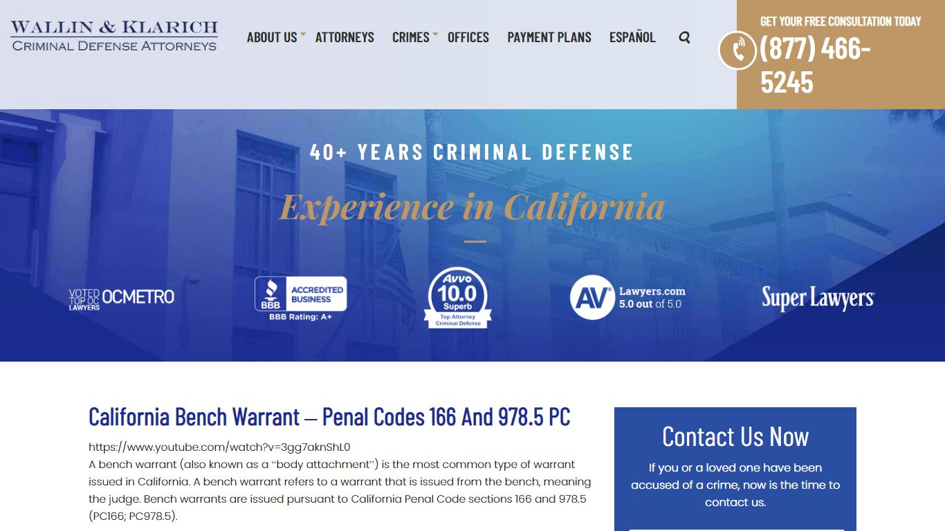 California Bench Warrants - Penal Code 166 & 178.5 PC | WK